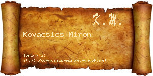 Kovacsics Miron névjegykártya